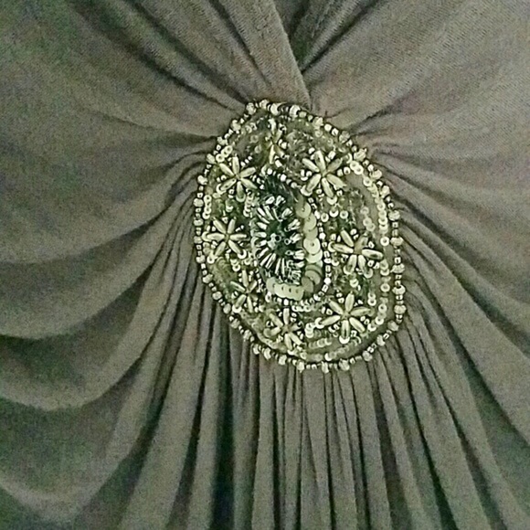 Cache Chocolate Brown Top with Beaded embelishment - Picture 2 of 4